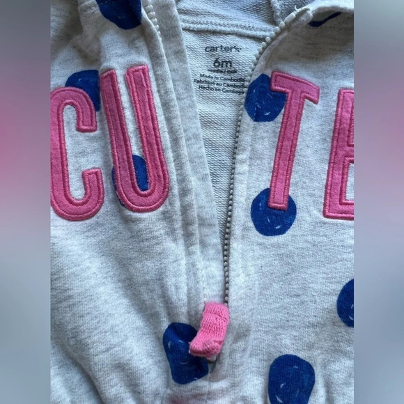 Carter’s | infant girl CUTE polka dot hooded jumpsuit. Size: 6M. - Picture 9 of 13